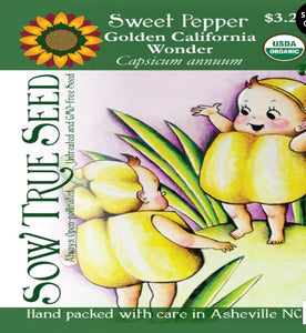 Sweet Pepper Seeds - Golden California Wonder, ORGANIC
